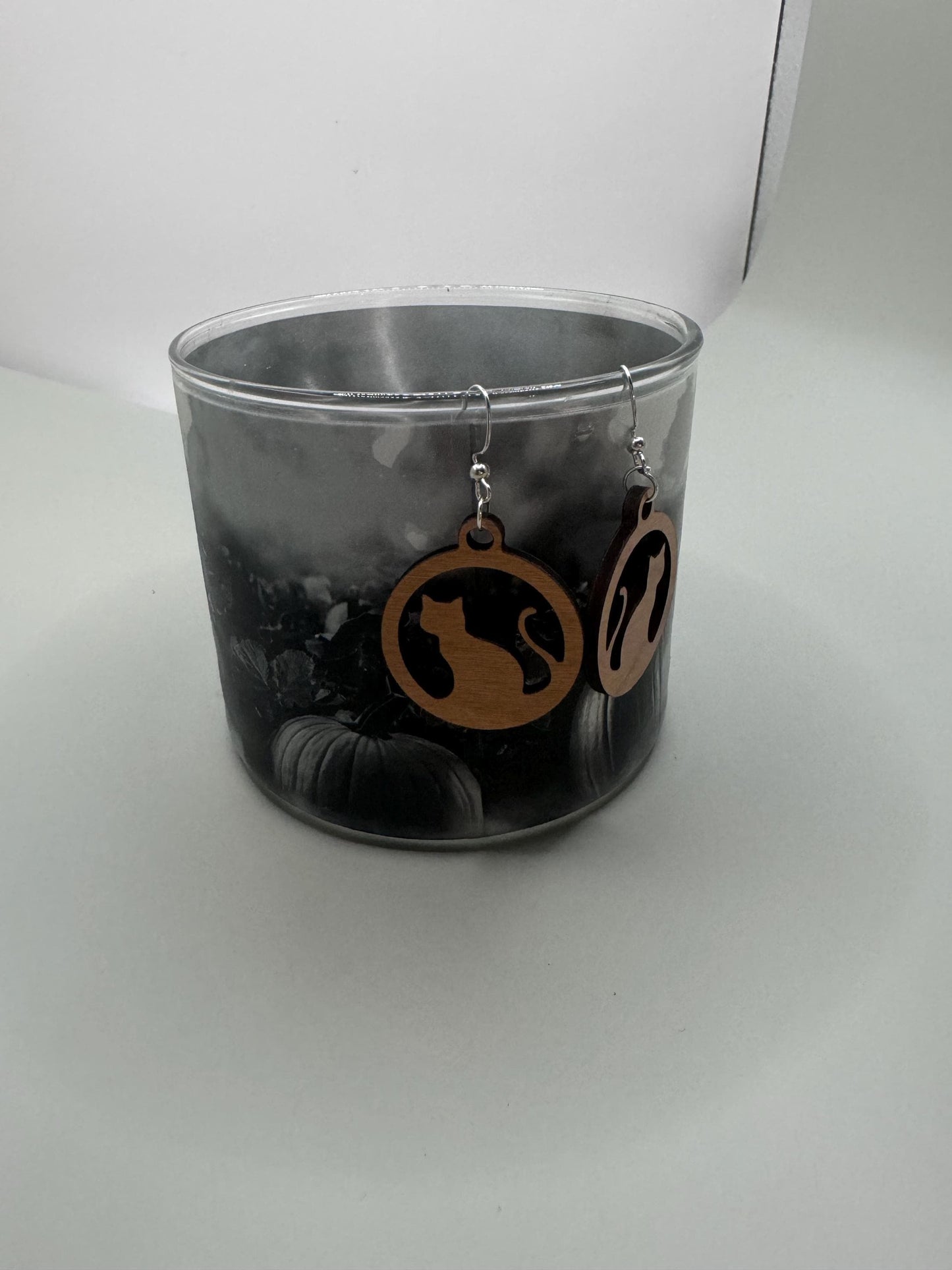 Laser Cut Cat Earrings | Wooden Cat Silhouette Dangles | Lightweight Pet Lover Gift | Cute Feline Jewelry