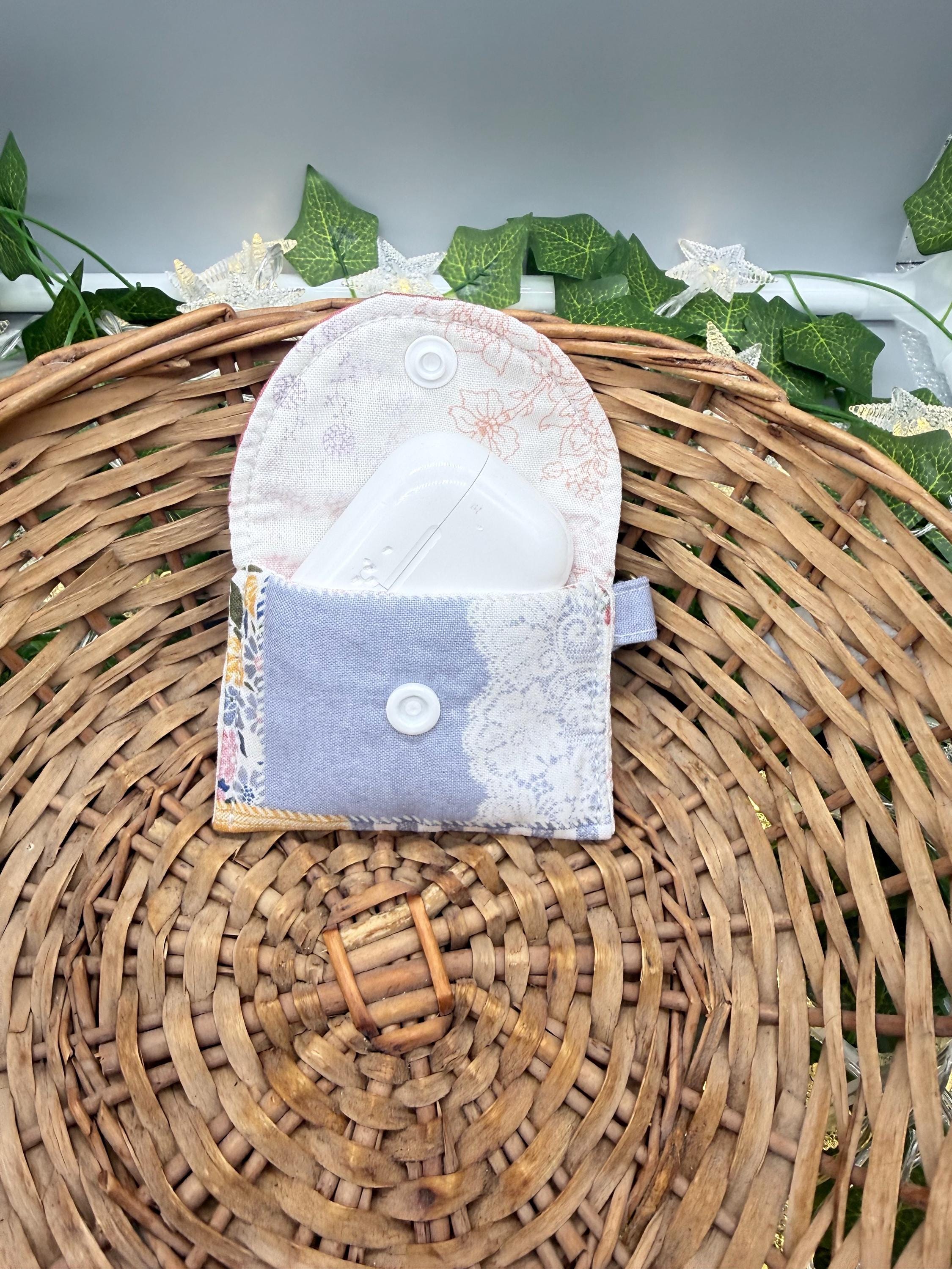 AirPod Pro Case Keychain | Cute Fabric Protective Cover | Handmade Earbud Holder with Key Ring | Travel Accessory Pouch Gift