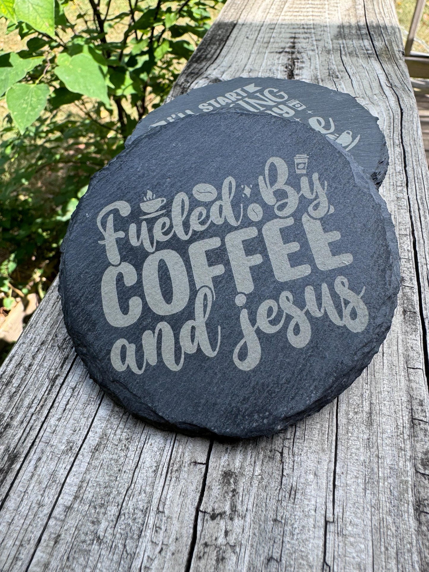 Funny Coffee Sayings Slate Coasters | Laser Engraved Housewarming Gift | Home Decor