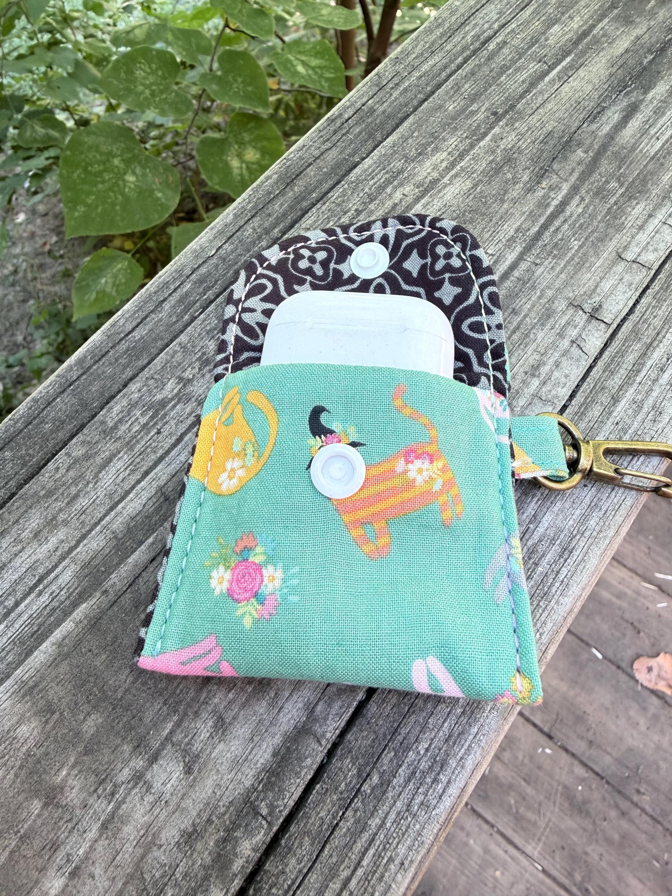 AirPods Case Keychain | Handmade Fabric Earbud Holder | Cute Protective Pouch, Portable Tech Accessory, Gift for Her