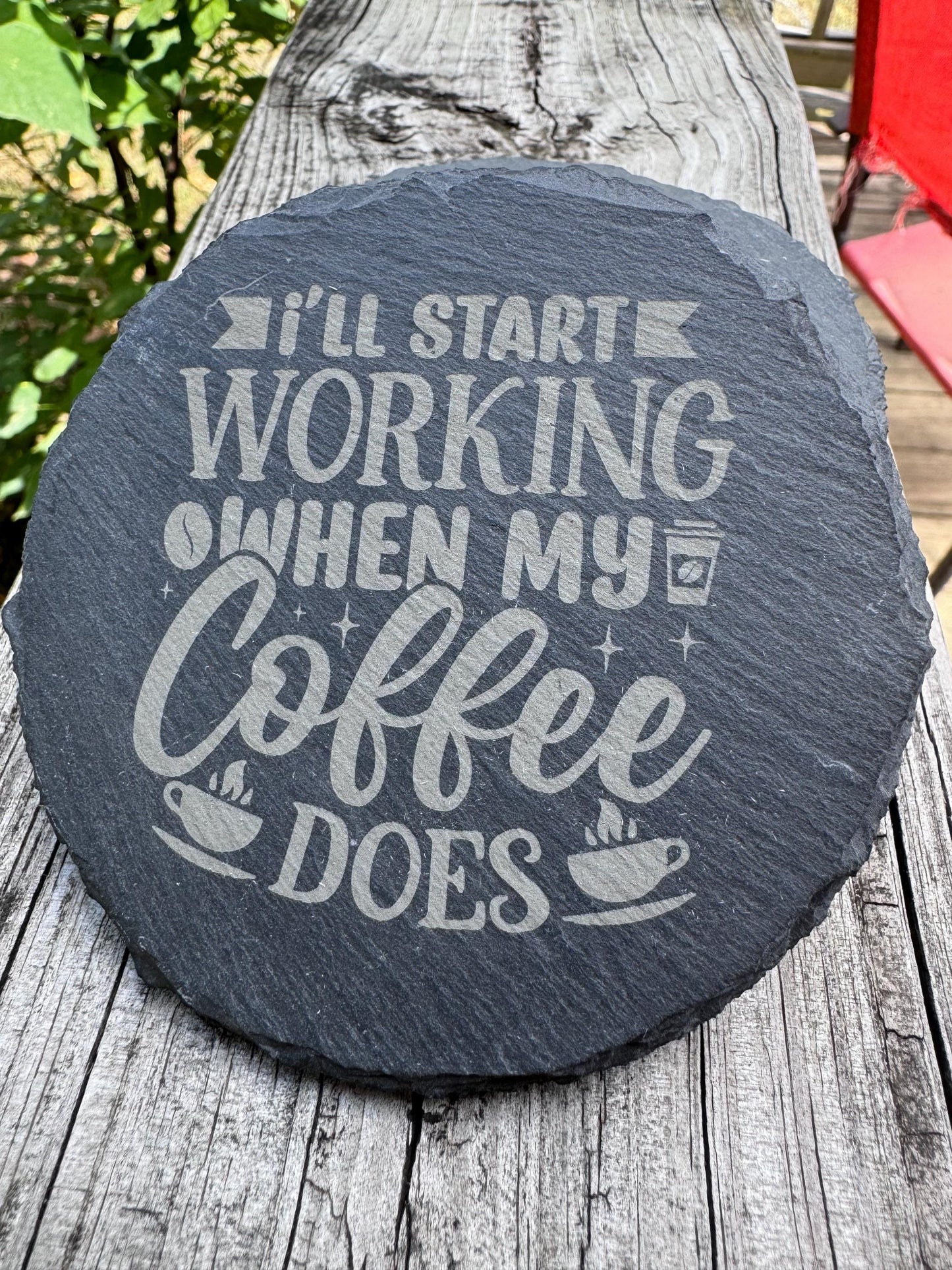Funny Coffee Sayings Slate Coasters | Laser Engraved Housewarming Gift | Home Decor