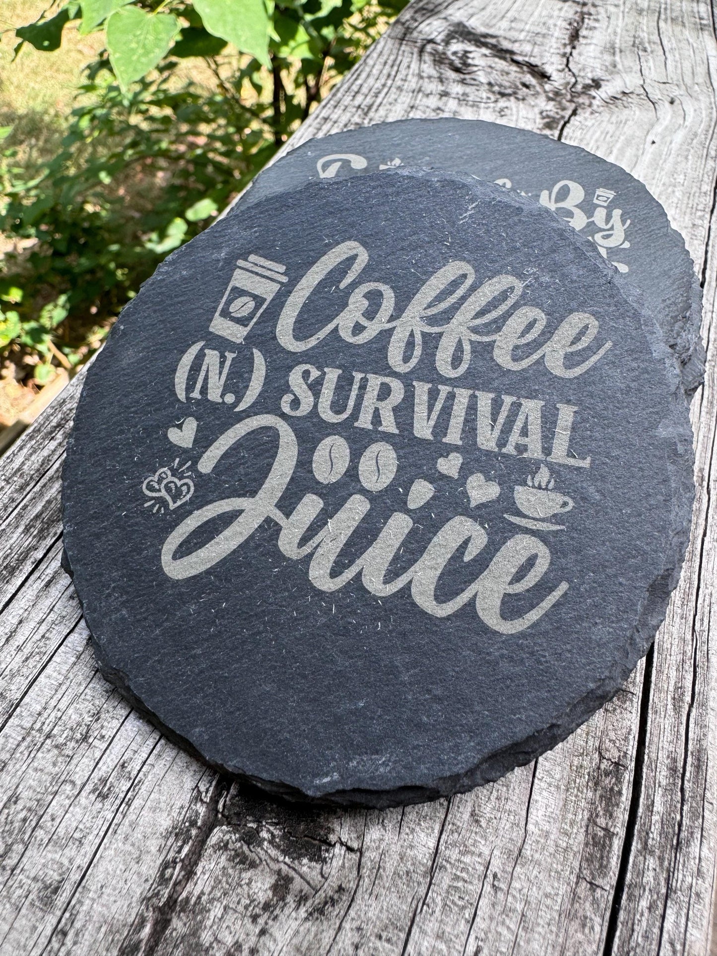 Funny Coffee Sayings Slate Coasters | Laser Engraved Housewarming Gift | Home Decor