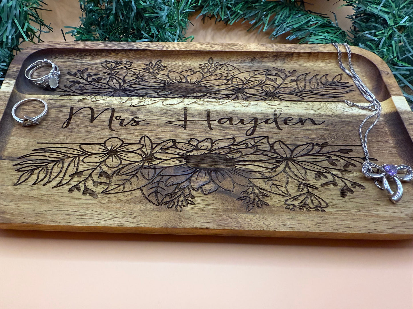 Custom Laser engraved trinket tray