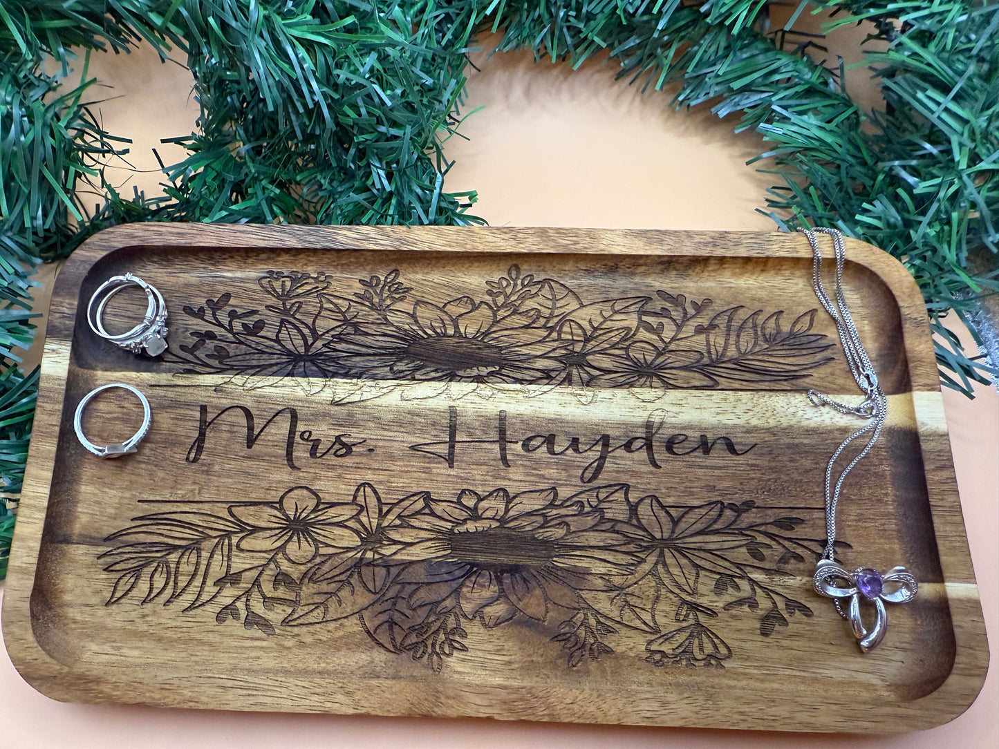 Custom Laser engraved trinket tray