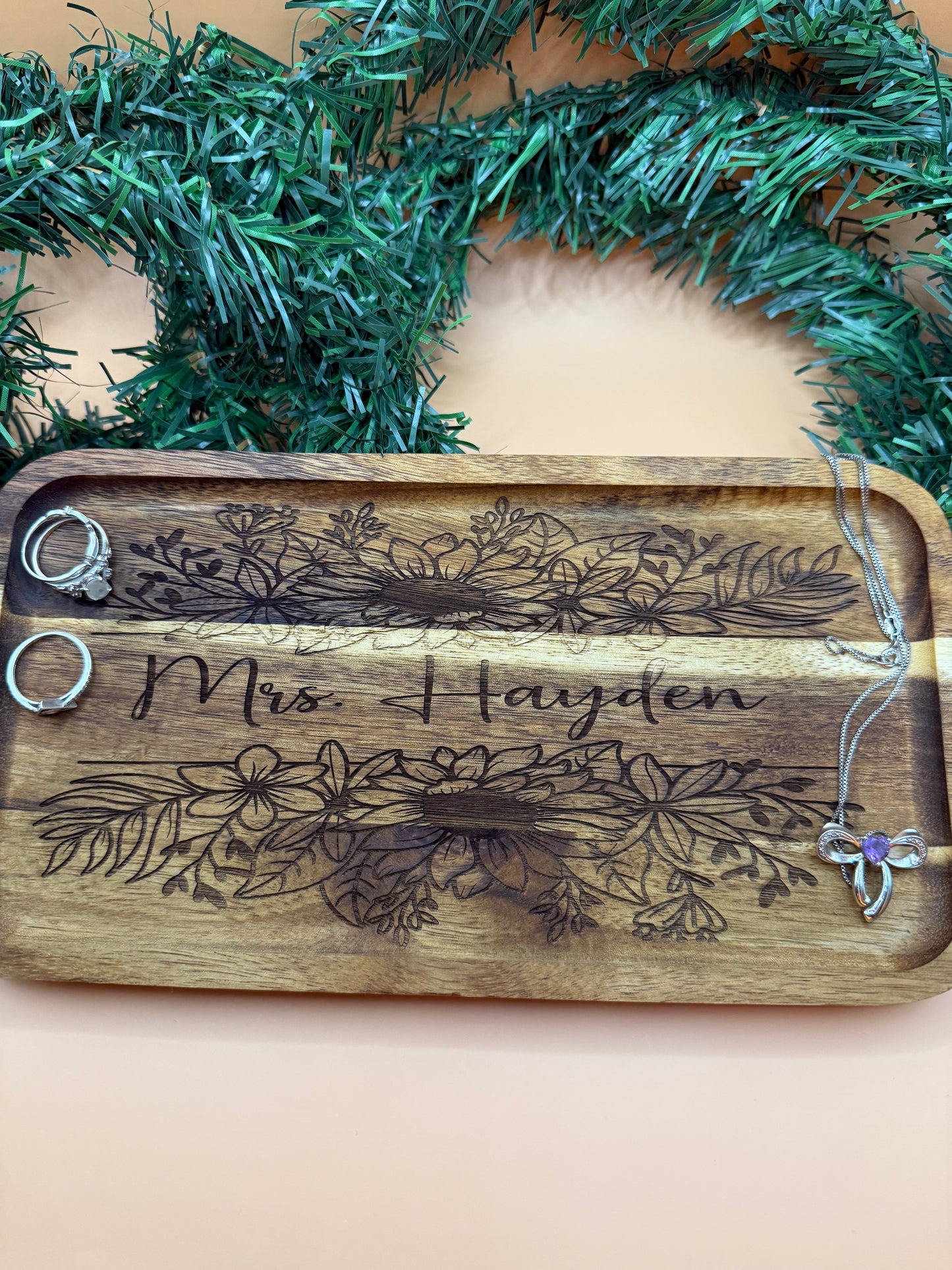 Custom Laser engraved trinket tray