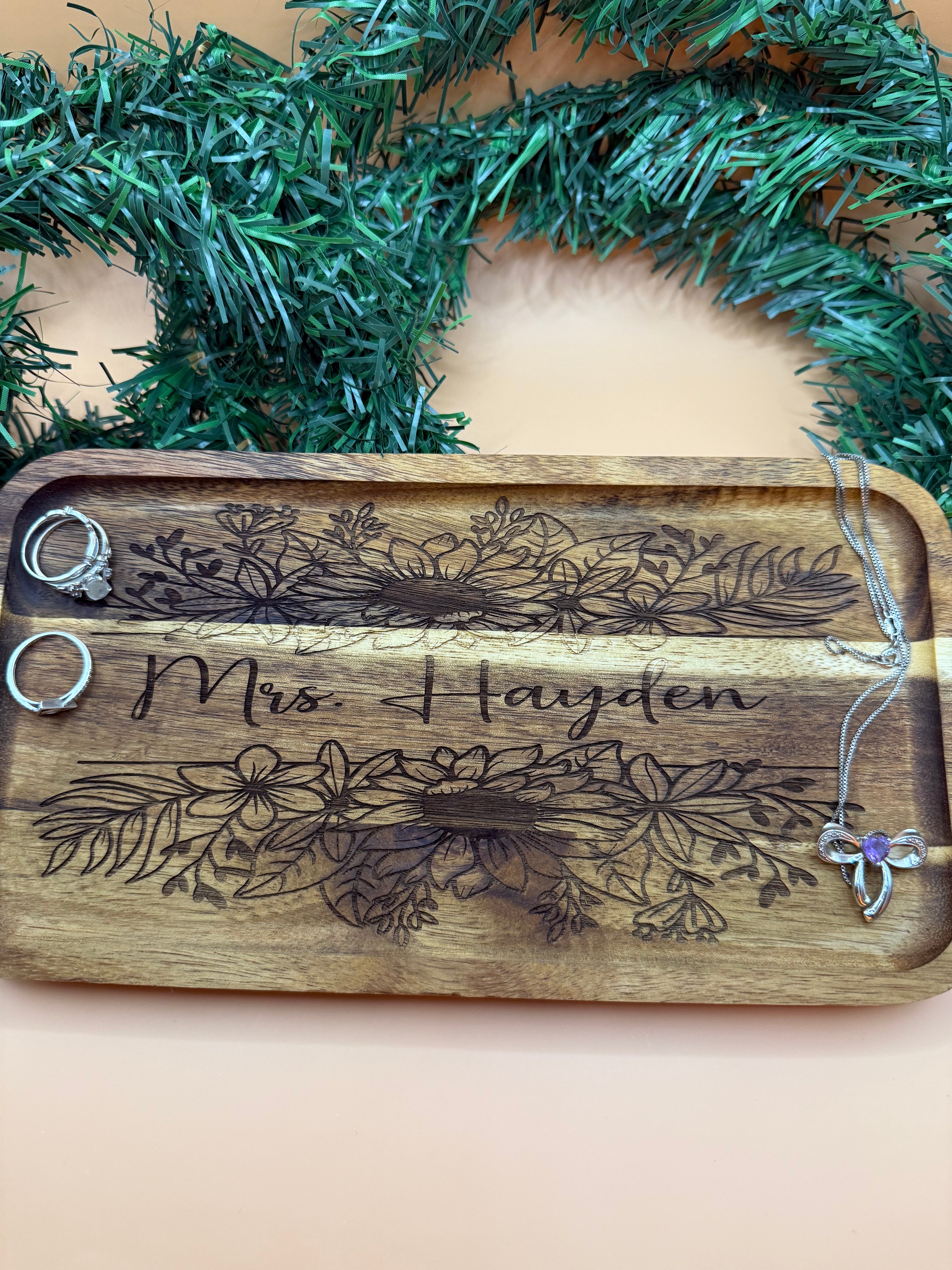 Custom Laser engraved trinket tray