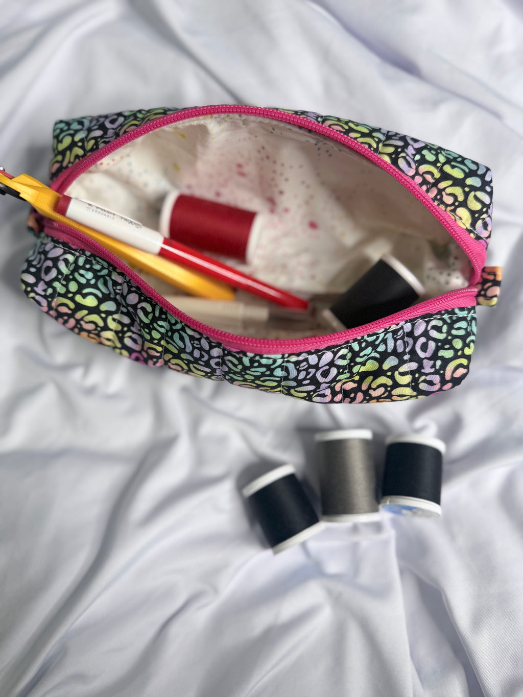 The Signature Quilted Boxy Pouch - Handmade Zipper Organizer