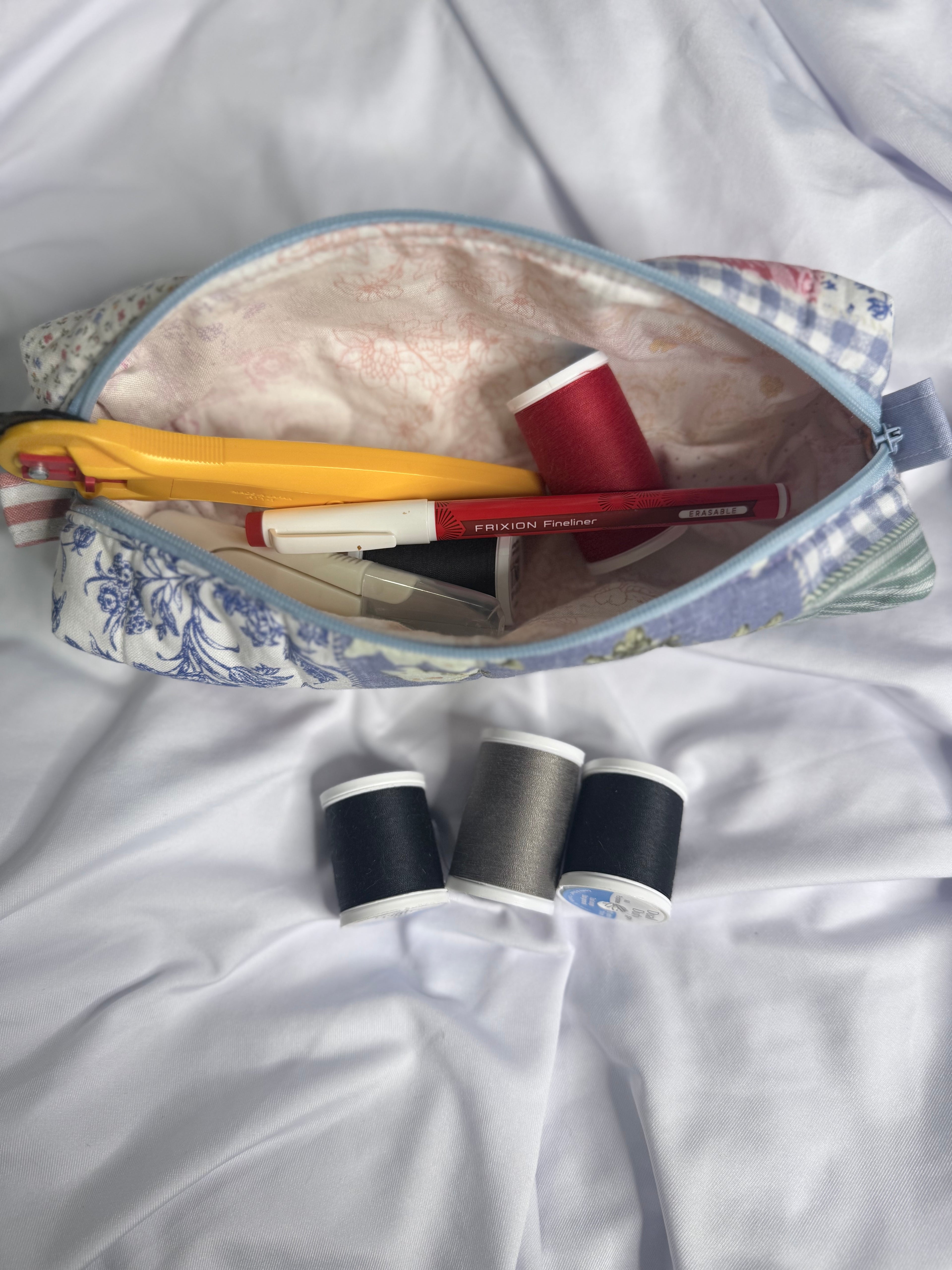 The Signature Quilted Boxy Pouch - Handmade Zipper Organizer