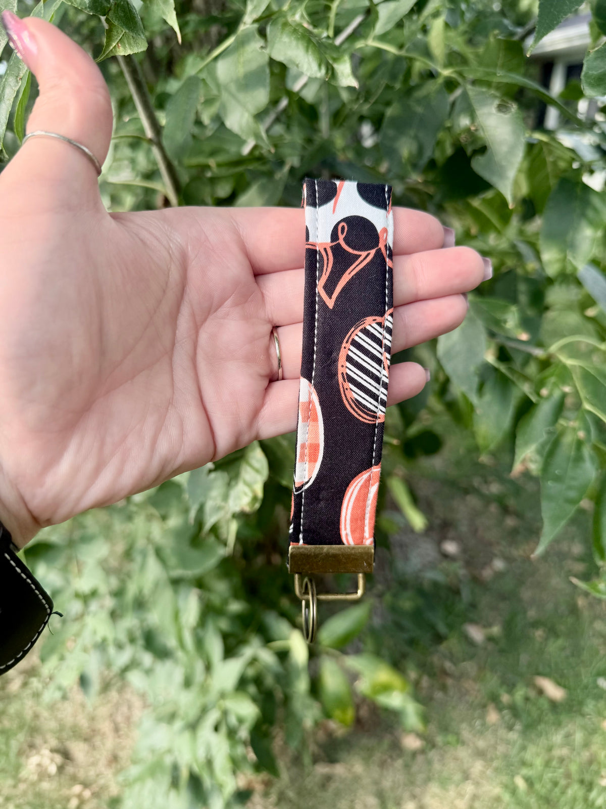 Fabric Key Fob Wristlet – Handmade Autumn & Botanical Keychain Strap