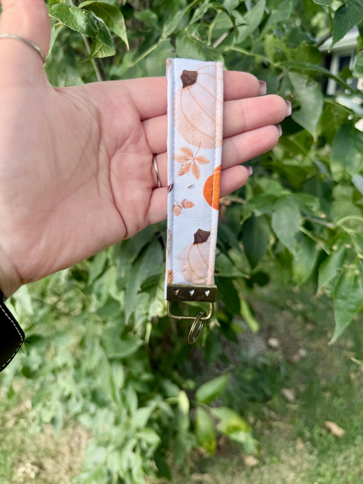 Key fob wristlet in Pumpkin Patch print