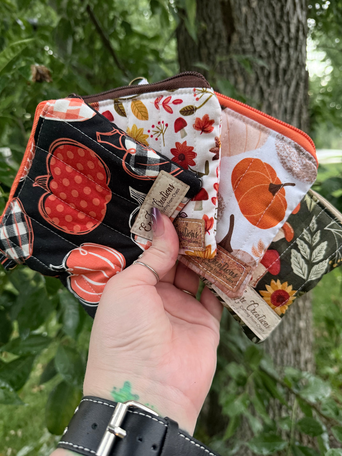 Quilted Keychain Wallet Pouch – Handmade Zipper Coin & Card Purse