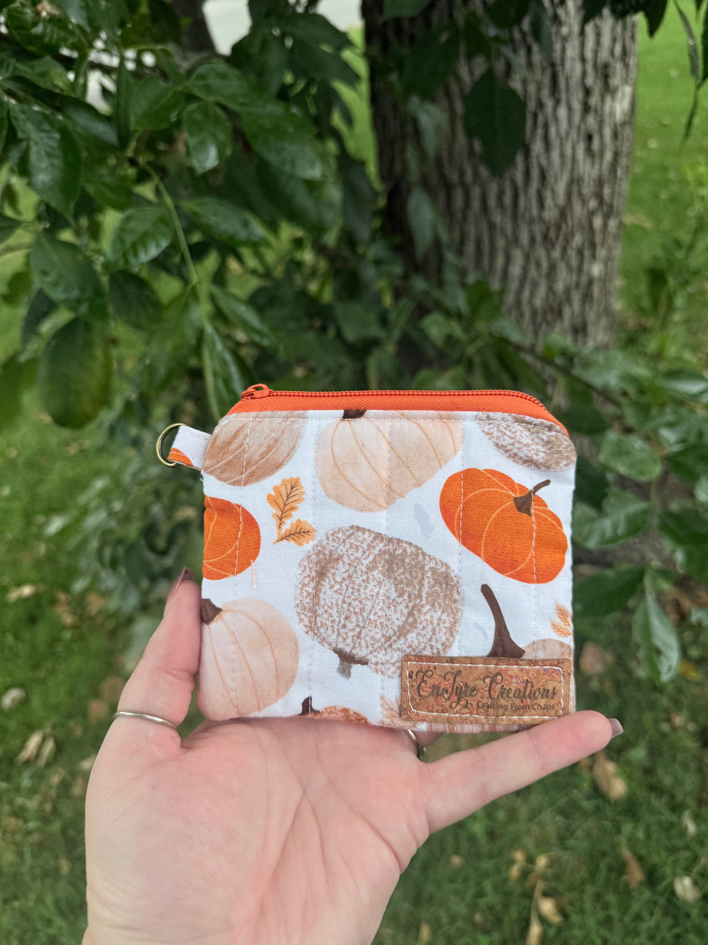 Quilted Keychain Wallet Pouch – Handmade Zipper Coin & Card Purse