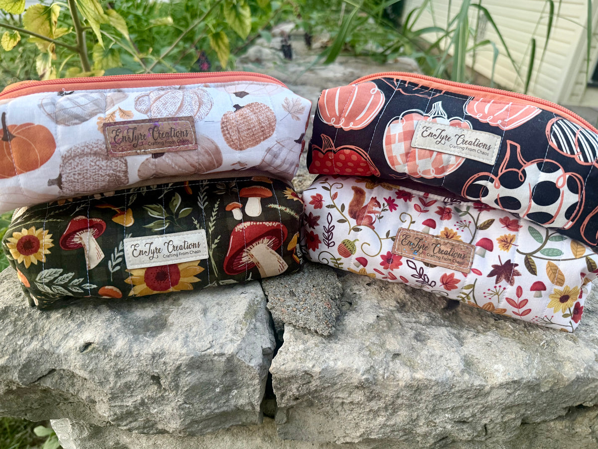 Wide-Mouth Boxy Pencil Pouch – Structured Canvas Stationery & Makeup Case