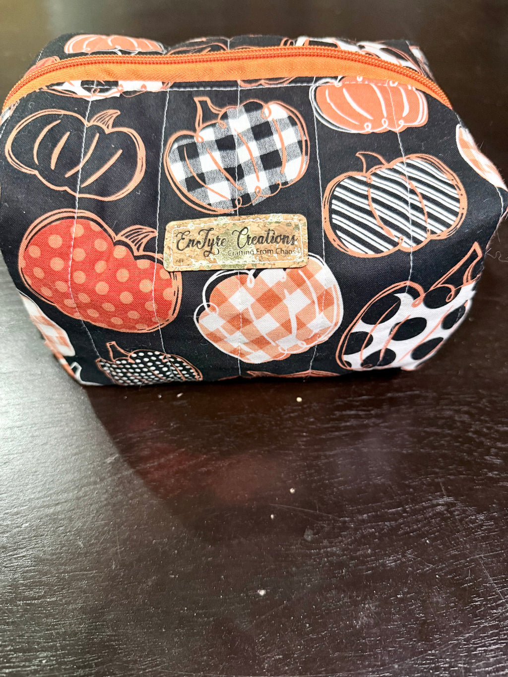 Quilted Boxy Makeup Bag – Handmade Floral & Fall Toiletry Organizer
