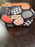 Quilted Boxy Makeup Bag – Handmade Floral & Fall Toiletry Organizer