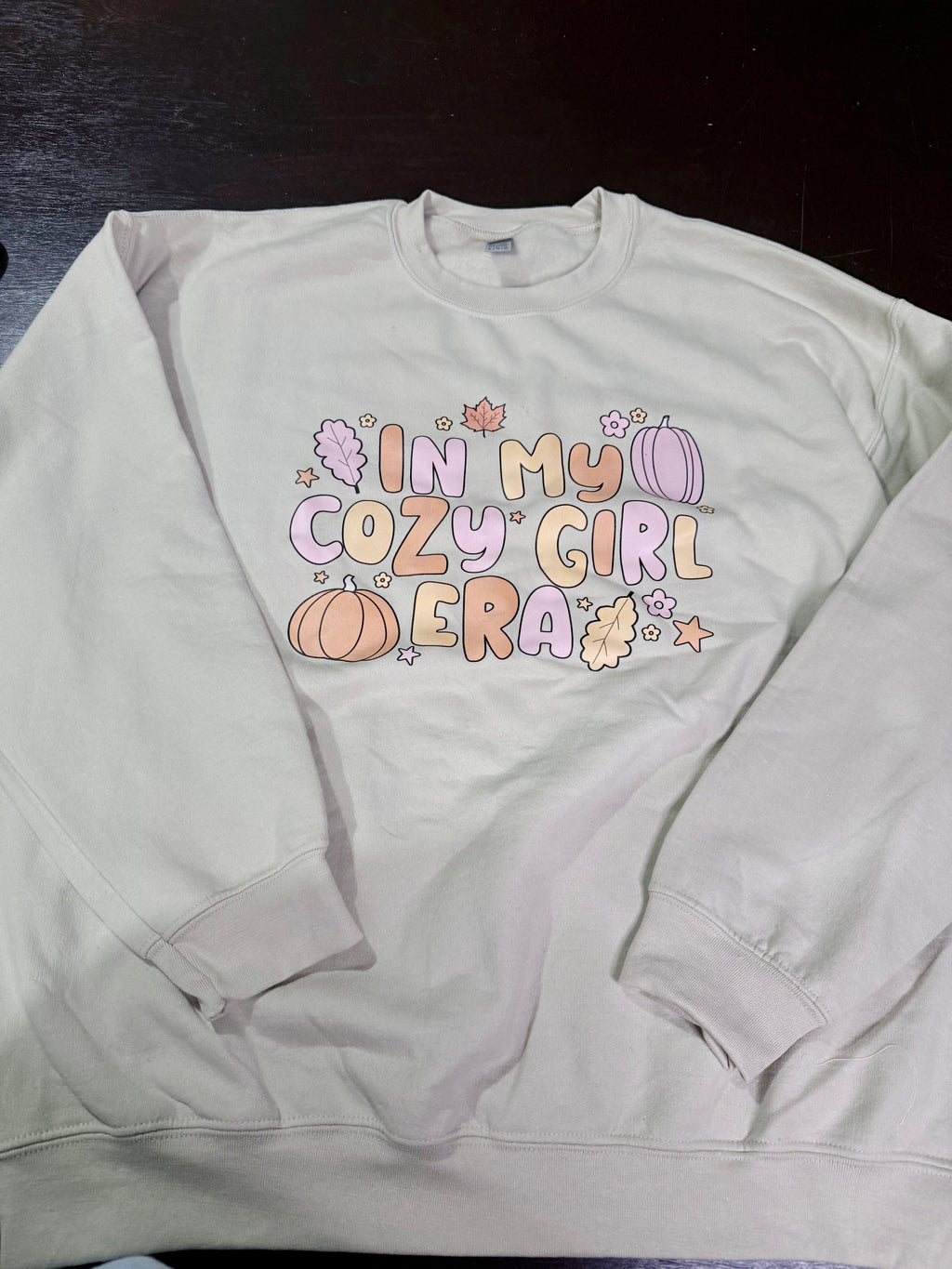 In My Cozy Girl Era Crewneck Sweatshirt – Pastel Retro Fall Pumpkin Sweater
