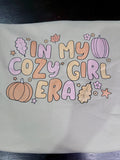 In My Cozy Girl Era Crewneck Sweatshirt – Pastel Retro Fall Pumpkin Sweater