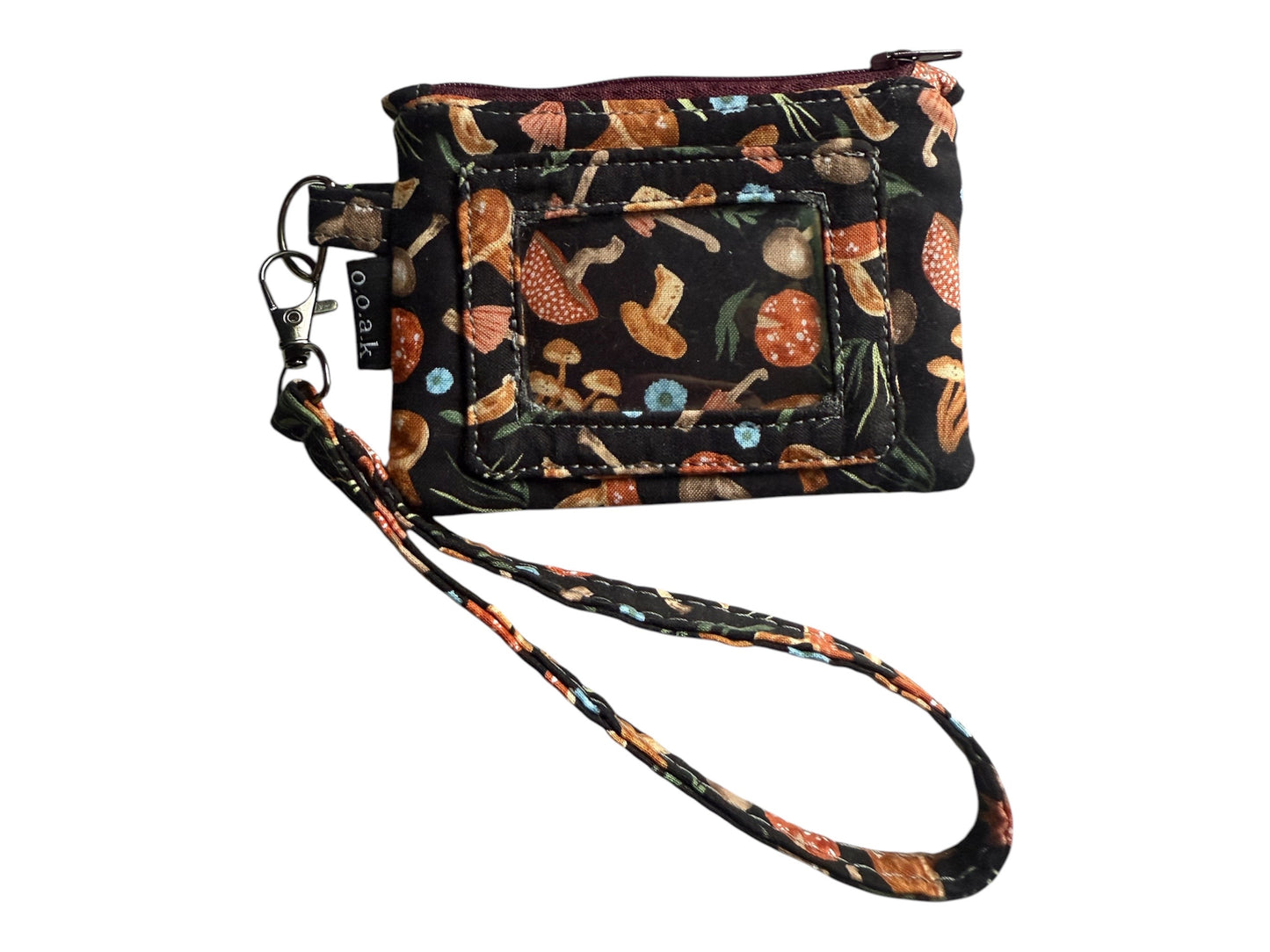 Mushroom Wristlet Wallet, Fungi Coin Purse, ID Card Holder with Snap, Dark Forestcore Aesthetic