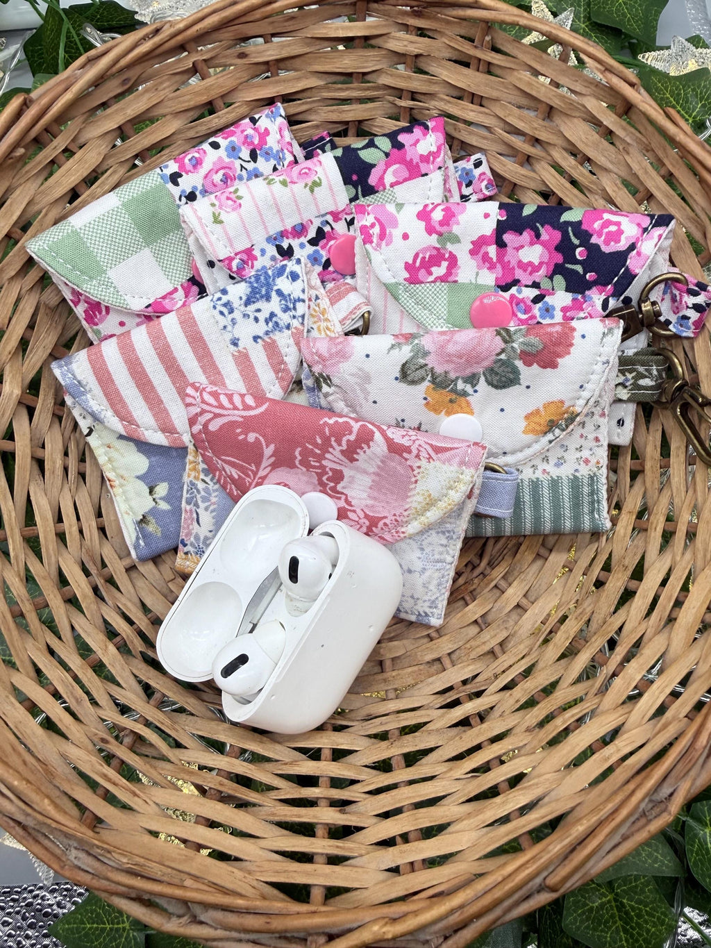 AirPod Pro Case Keychain | Cute Fabric Protective Cover | Handmade Earbud Holder with Key Ring | Travel Accessory Pouch Gift