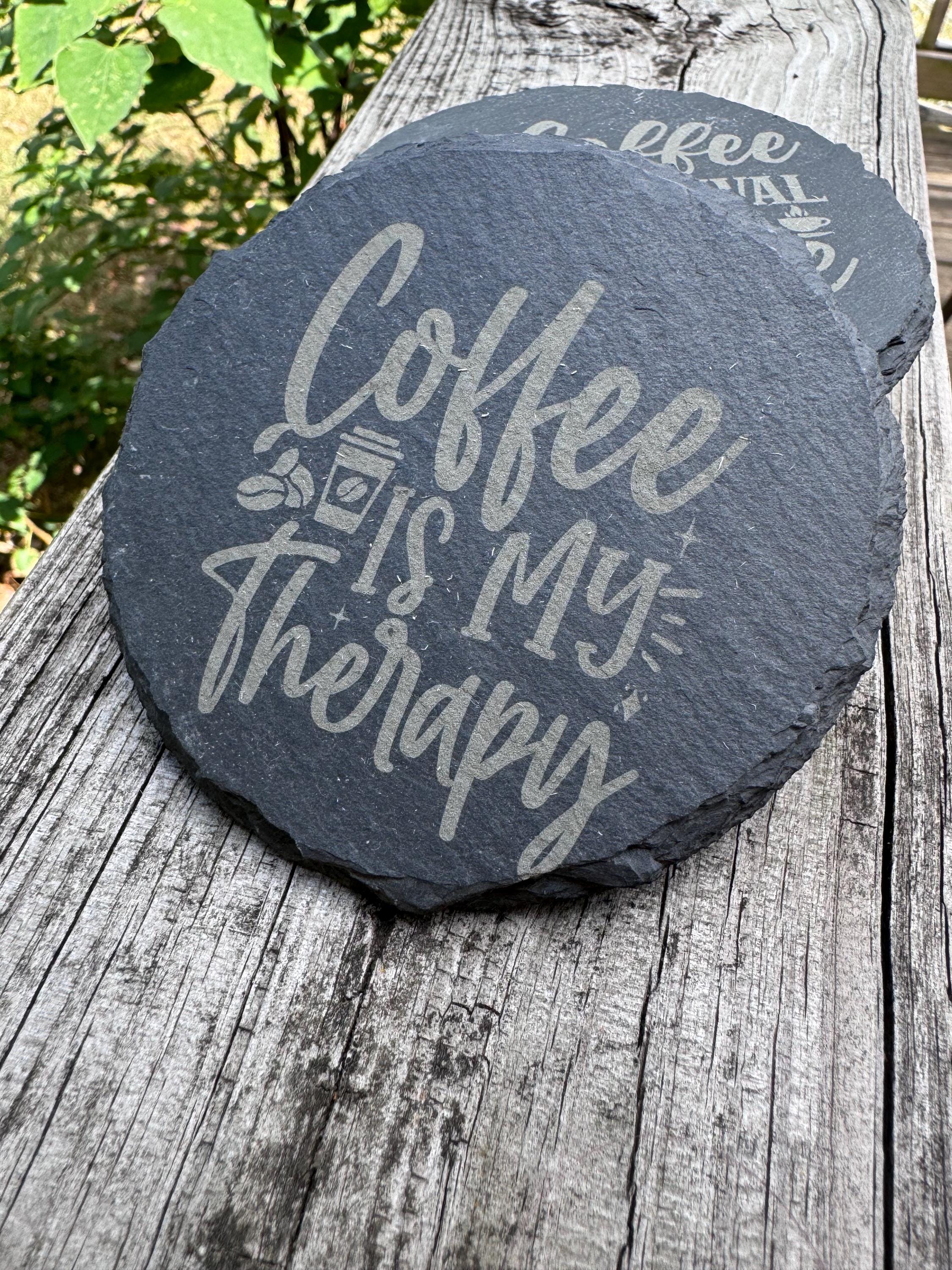 Funny Coffee Sayings Slate Coasters | Laser Engraved Housewarming Gift | Home Decor